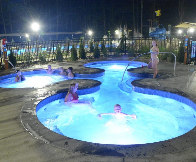 Hot tubs at night