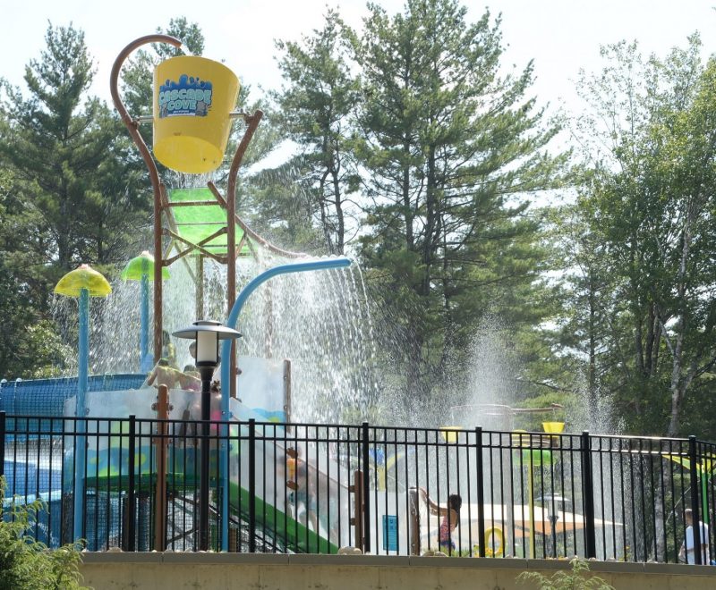 Splash area and waterslide