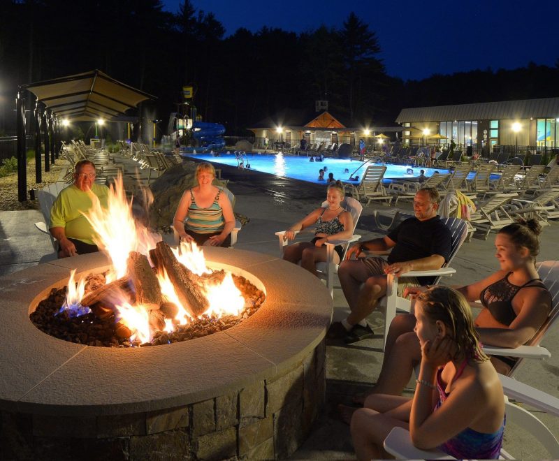 Fire pit in east end pool area