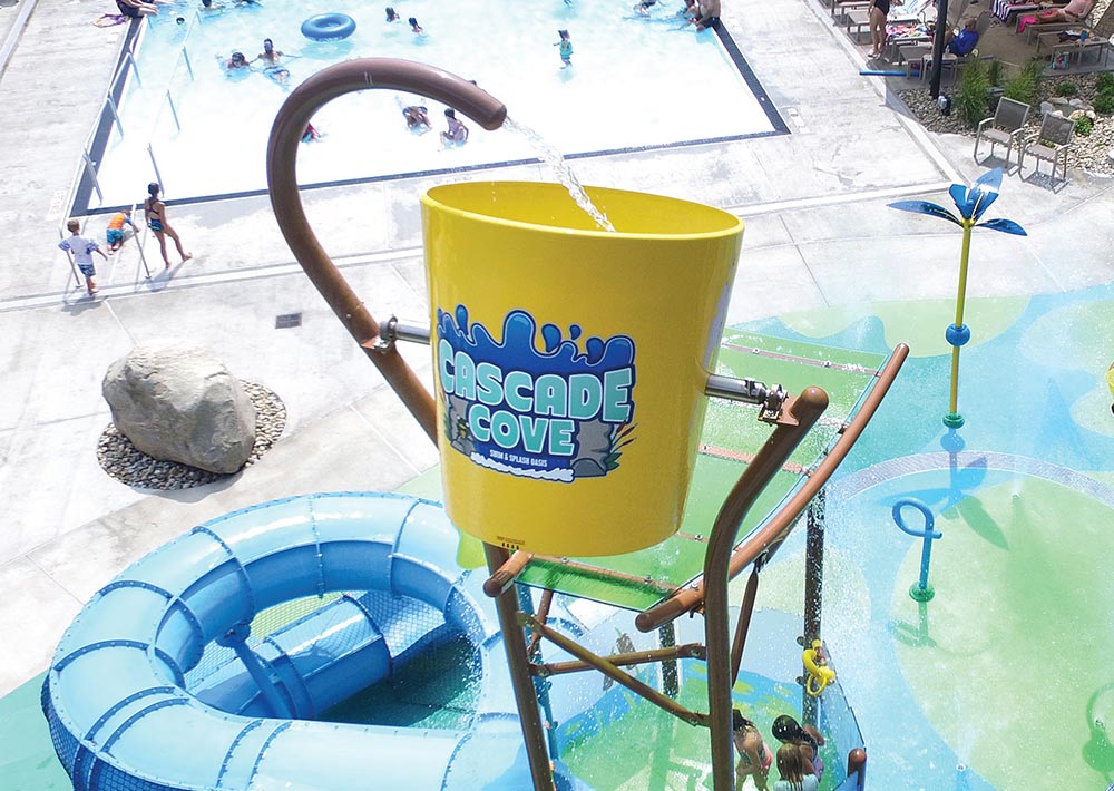 Cascade Cove splash pad tipping bucket