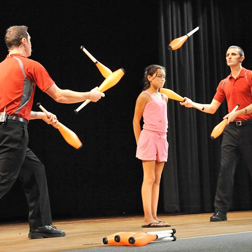 A juggling performance in our French Mountain Play House