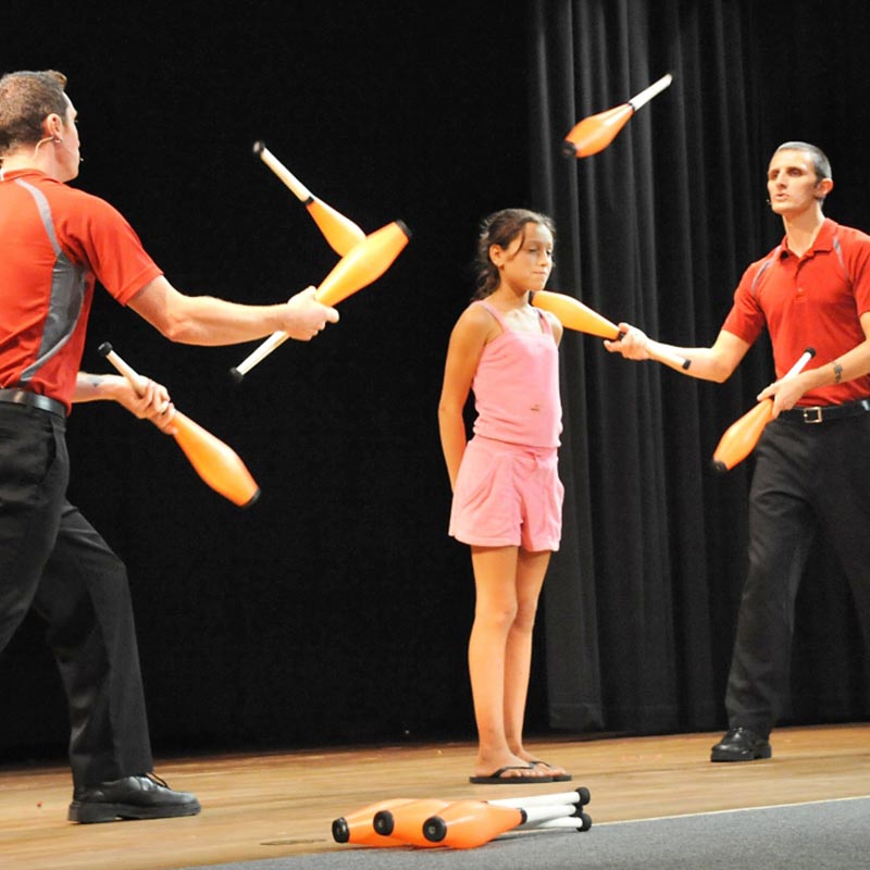 A juggling performance in our French Mountain Play House