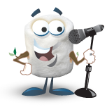 Toasty mascot holding Microphone