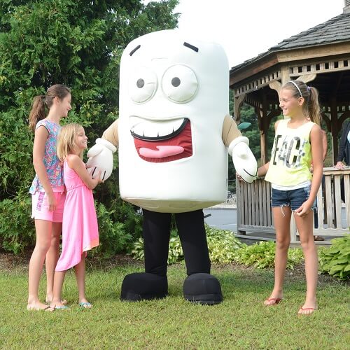 Children meeting our mascot Toasty the Marshmallow