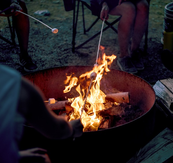 roasting marshmallows in firepit