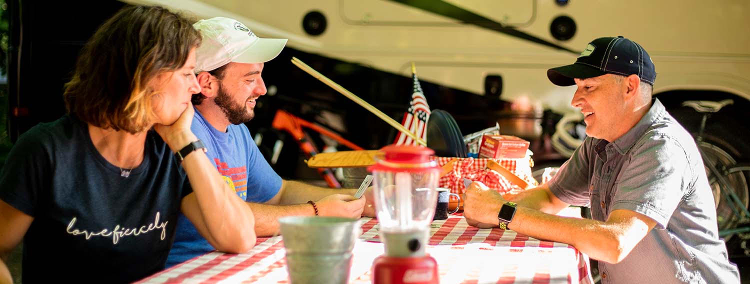 Group gathered at picnic table