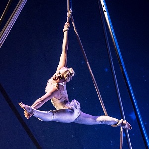 Aerial silks performance at our French Mountain Playhouse