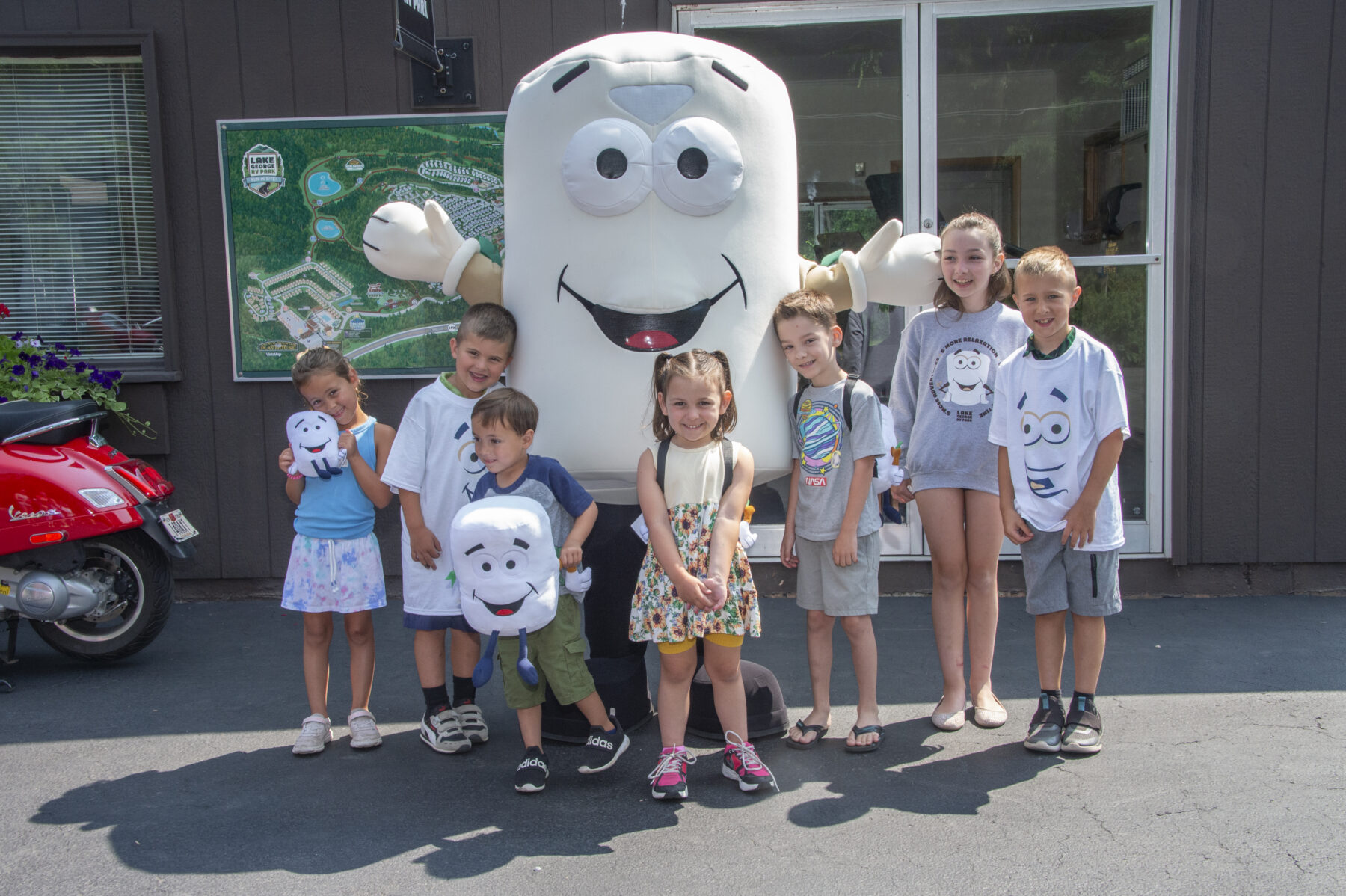 Children meeting our mascot Toasty the Marshmallow
